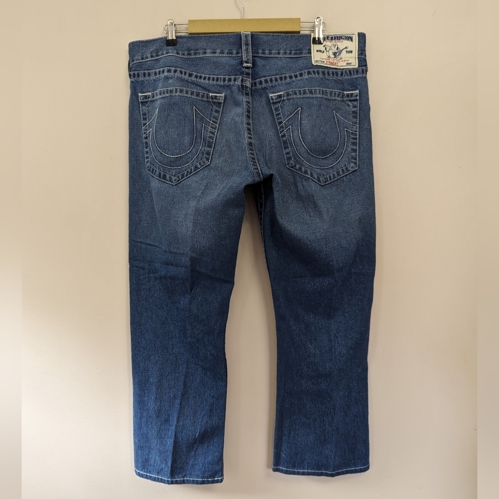 True Religion Mens Straight‎ Leg Medium Wash Jeans